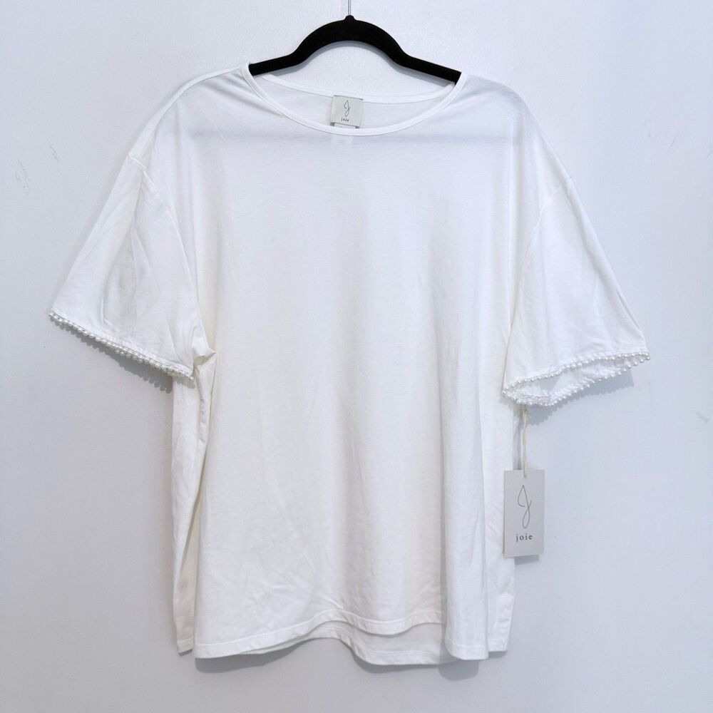 Joie Top Size 1x White Pearl Embellishment T-Shirt Summer Spring Romantic NEW
